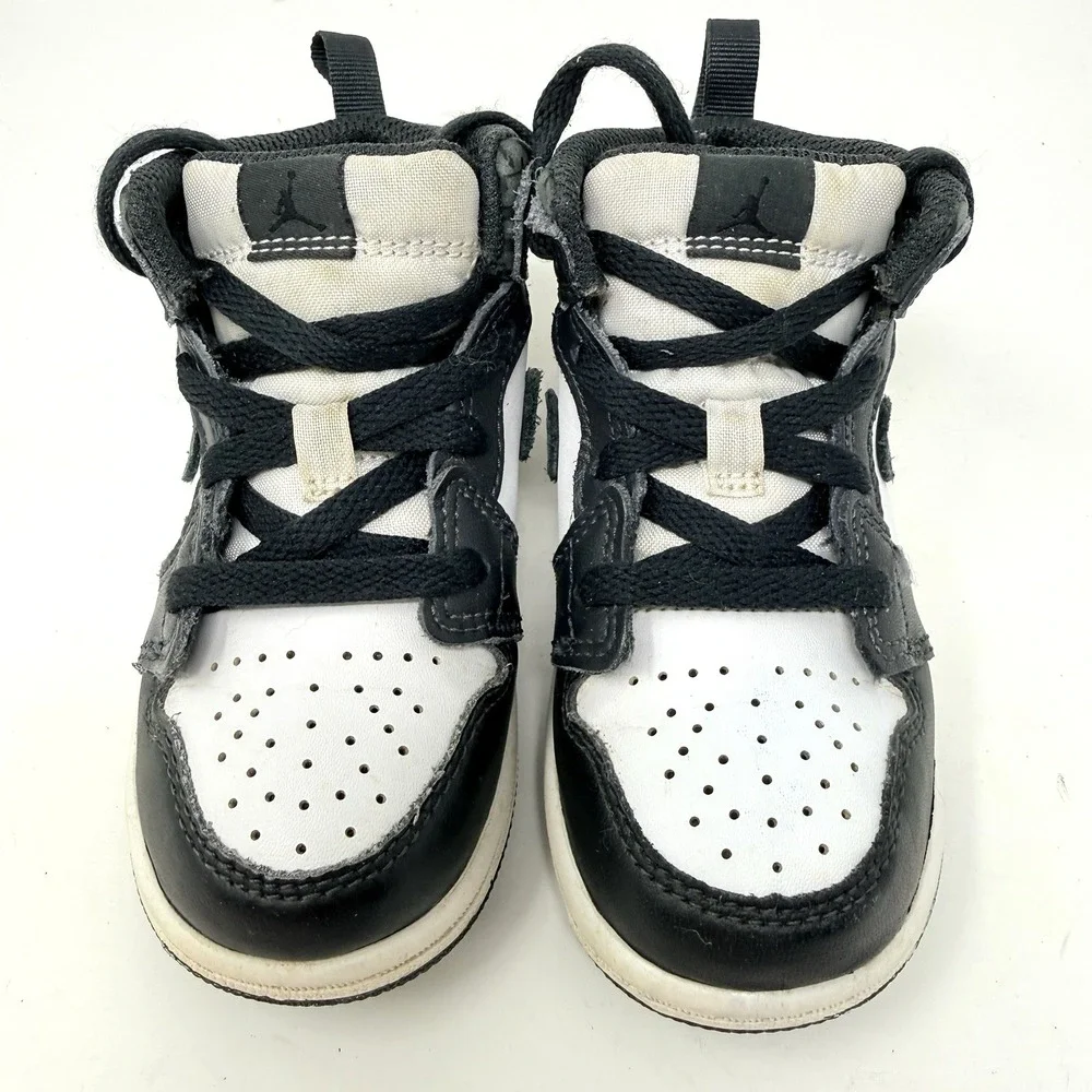Nike Air Jordan 1 Mid Panda Elephant Toddler Shoes 8C Black White FB9912-001